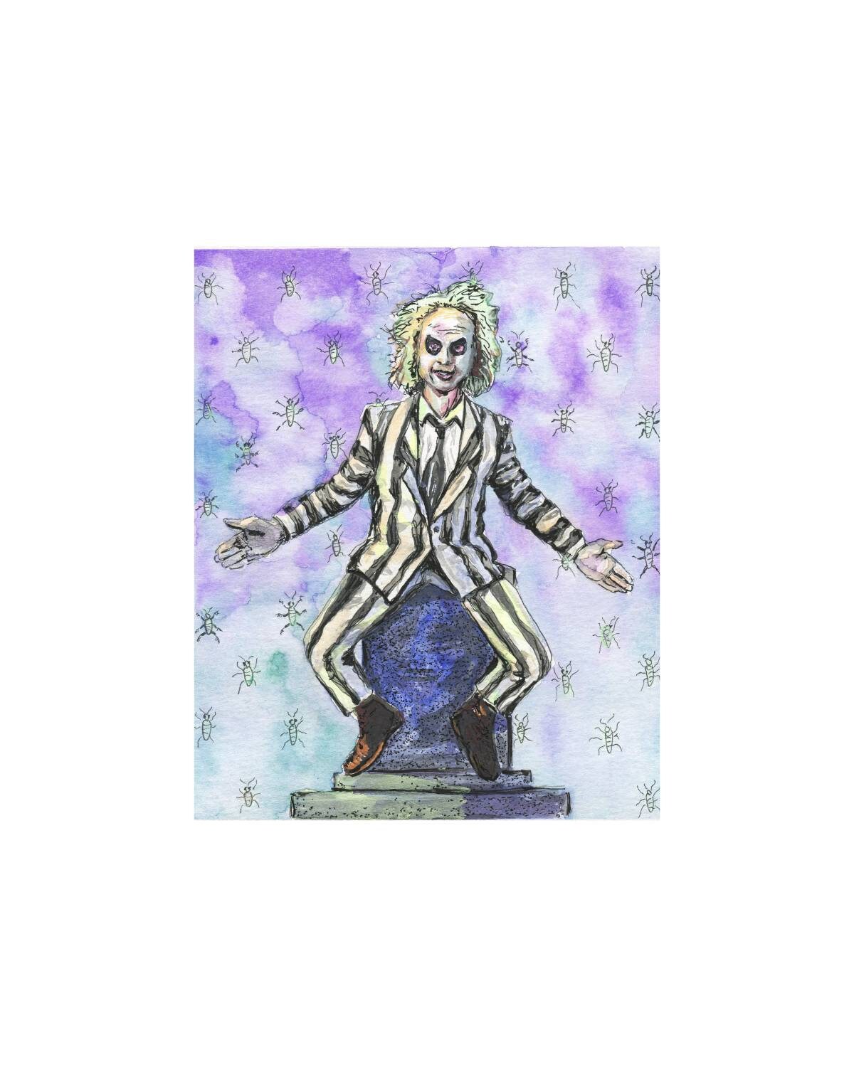 Beetlejuice Tim Burton Michael Keaton Watercolor Art Print