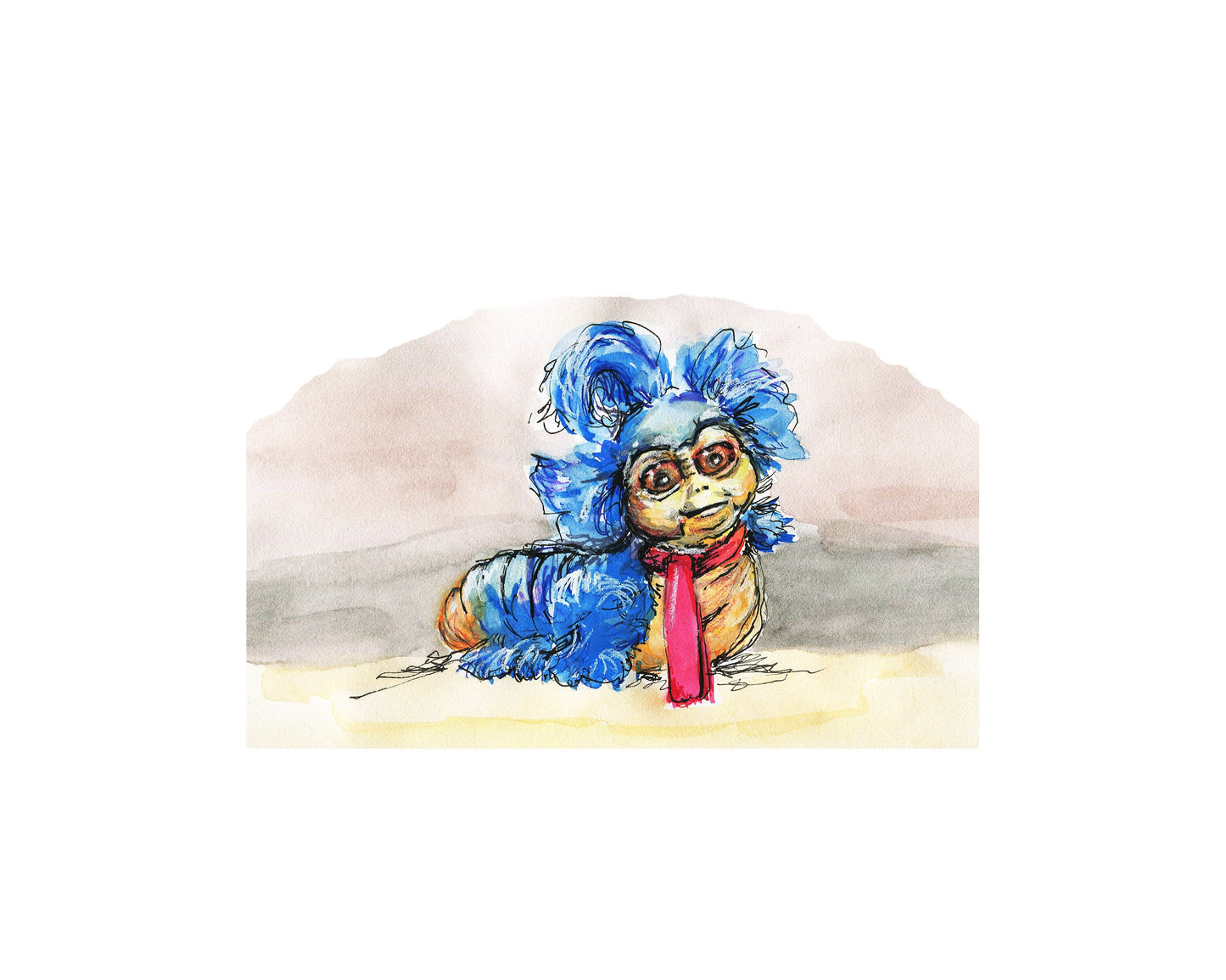 Ello! Labyrinth Worm Watercolor Art Print/ Jim Henson/ 80s/ Movie/ Movie Art/ Puppet