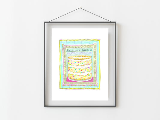 Birthday Cake Watercolor Art Print/ Milk Bar/ B-day Art/ Foodie Art/ Kitchen Decor/ Home Decor/ Sweet Tooth Artwork