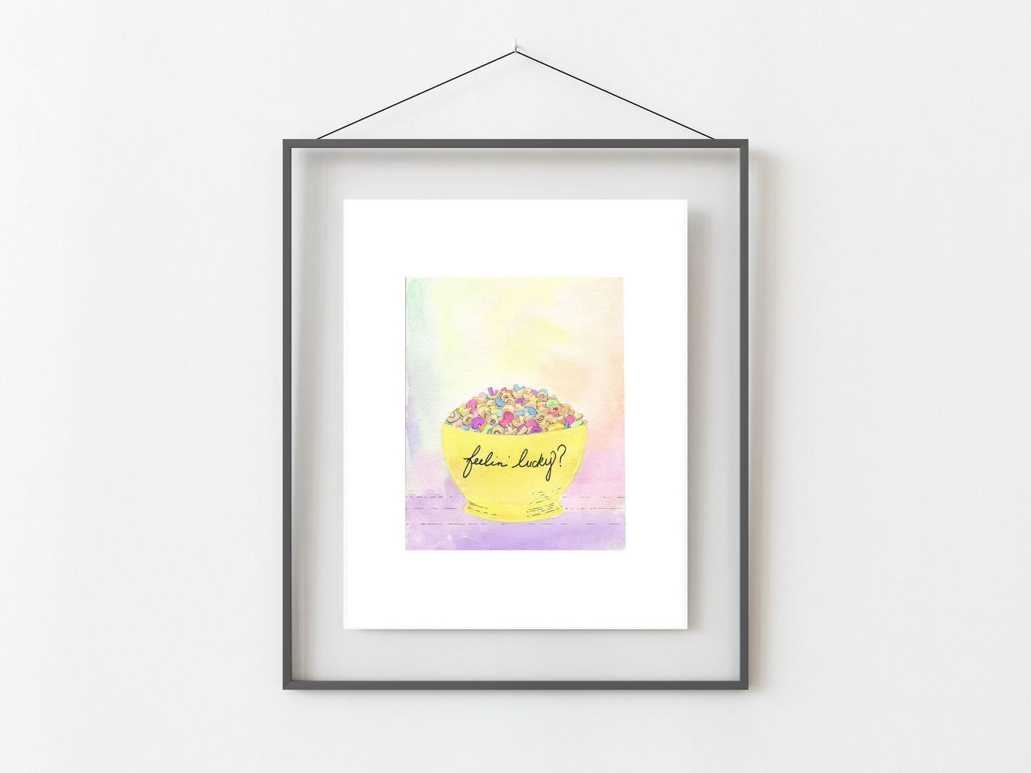 Feelin' Lucky/ Lucky Charms Cereal Watercolor Art Print/ Kitchen Decor/ Kitchen Art/ Rainbow/ Cereal Lover